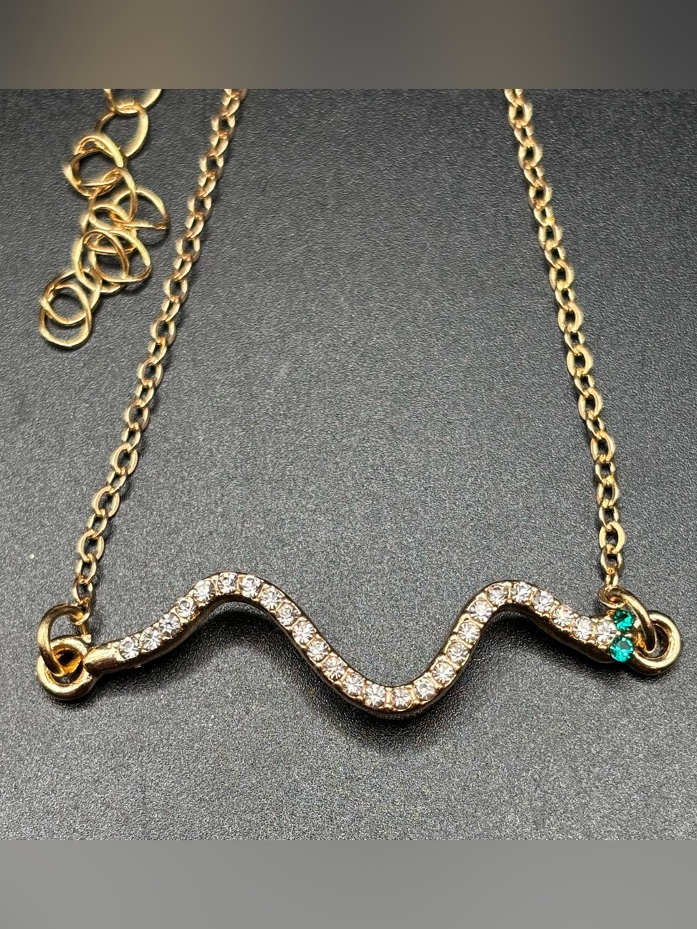 Gold Tone Snake Serpent Bracelet Pave Rhinestone Serpent Dainty Chain Adjustable